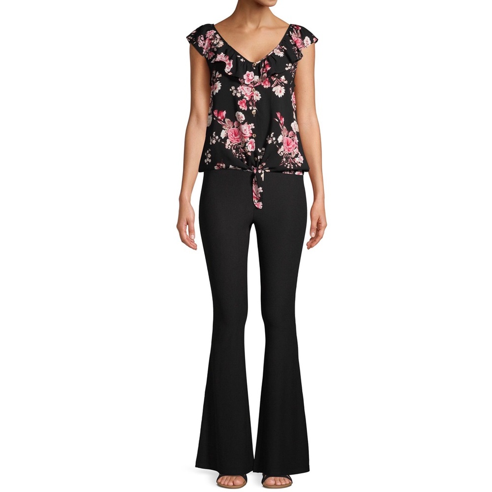 3/$20 Ruffle Sleeveless Blouse, Black Floral - Picture 4 of 10